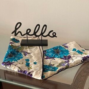 Silk Floral Blue and Purple Scarf